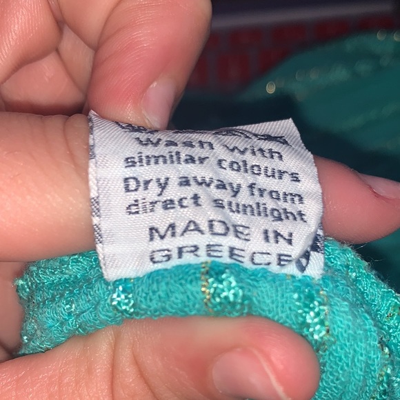 A Turquoise / Gold Shimmer Dress - Picture 5 of 5